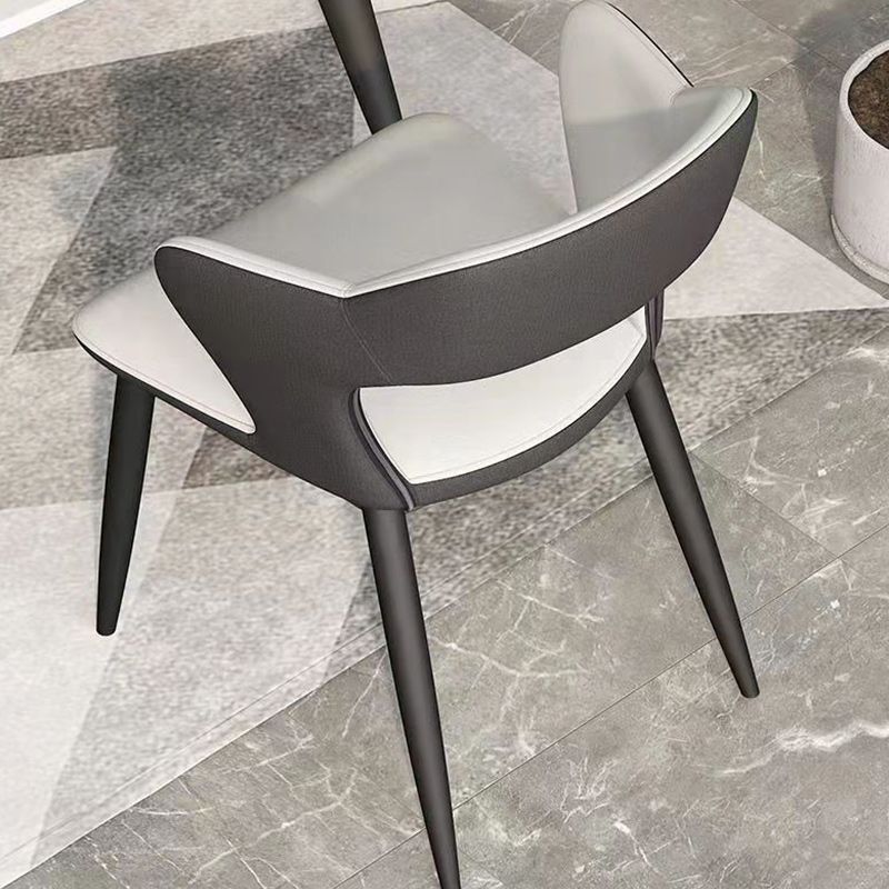 Faux Leather Modern Indoor Side Chair Matte Finish Open Back Dining Chair