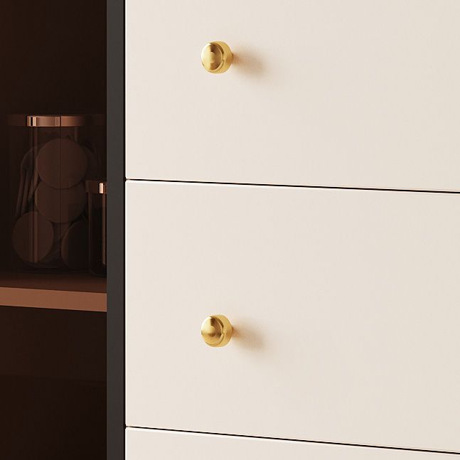 Glam Credenza Glass Doors Stone Side Board with Cabinets and Drawers Clearhalo 'buffet_sideboard' 'Buffets & Sideboards' 'furn' 'furn_buffet_sideboard' 'Furniture' 'Kitchen & Dining Furniture' 1200x1200_a88f2d66-d9ad-4d7e-8f98-d2a590153ee7