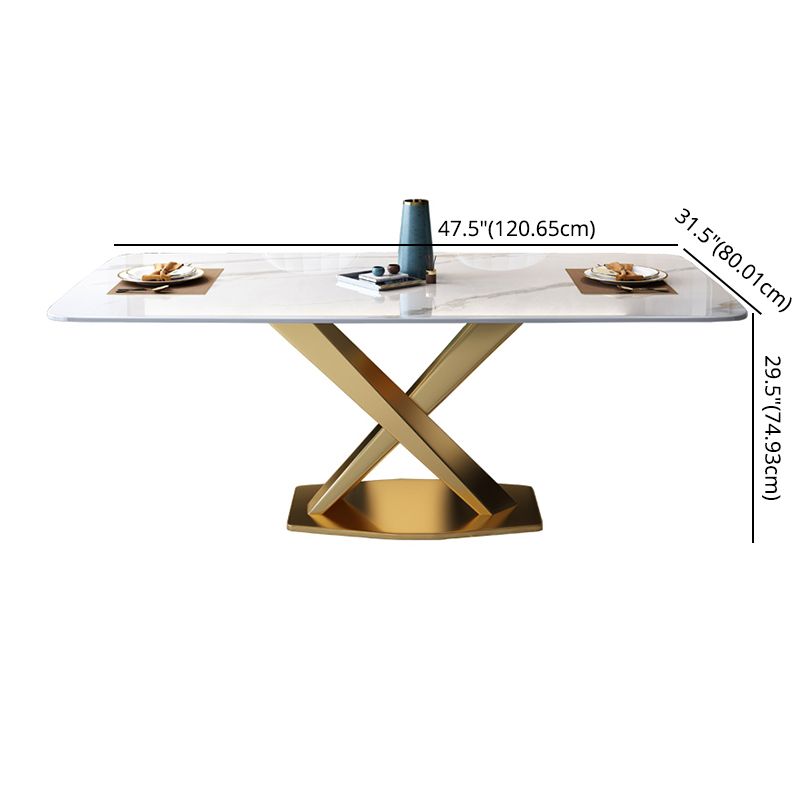 Modern Sintered Stone Dining Table Rectangular Dining Table Set with X-shaped Metal Frame Clearhalo 'Dining Room Sets' 'Dining Tables & Seating' 'dining_room_set' 'furn' 'furn_dining_room_set' 'Furniture' 'furniture_dining_room_set' 'Kitchen & Dining Furniture' 'kitchen&dining_furn' 'kitchen' 1200x1200_a88f5938-83c3-4c40-b558-09238315e992