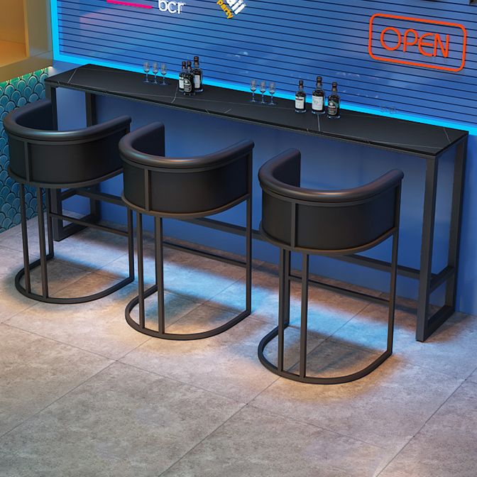 Industrial 1/2/3 Pièces Table de table noire set Round Bistro Set avec des tabourets arrière solides