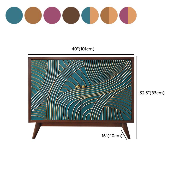 Scaffali regolabili in stile glam credenza a buffet in legno massiccio con porte