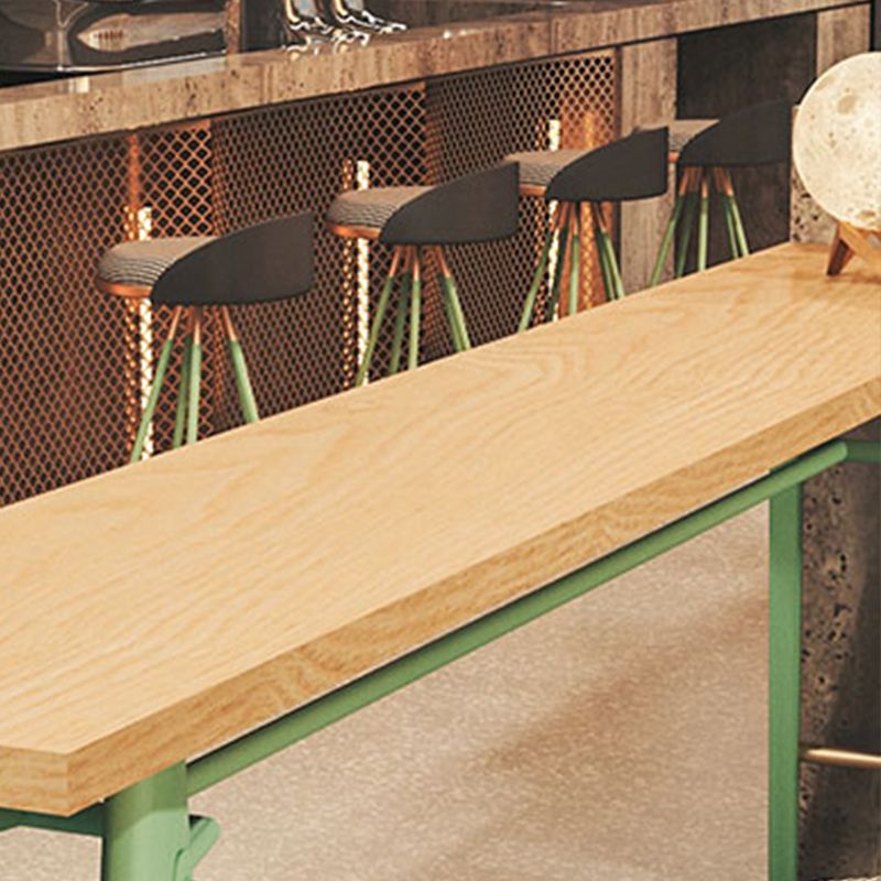 Table de bar rectangulaire de style Glam, table de salle à manger fixe en bois massif avec 4 pieds