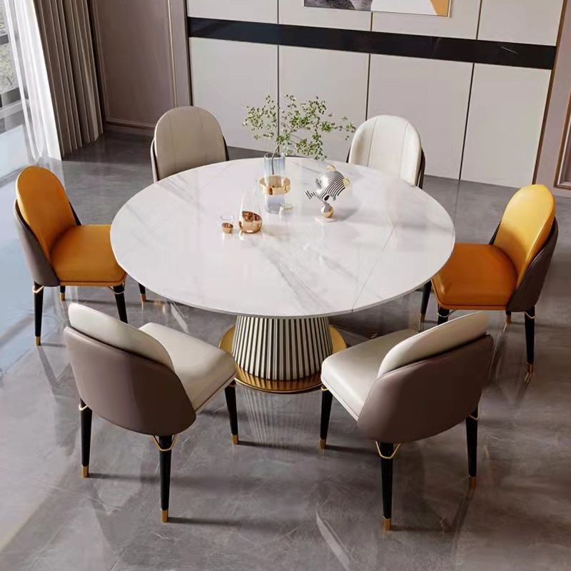 Glam Dining Set Stone 1/2/5/7 Pieces Dining Turntable Furniture for Home Clearhalo 'Dining Room Sets' 'Dining Tables & Seating' 'dining_room_set' 'furn' 'furn_dining_room_set' 'Furniture' 'Kitchen & Dining Furniture' 1200x1200_a8919ae8-ce9e-4f99-98fa-7655a017b5fd
