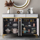 Credenza a buffet in legno di credenza in stile glam con armadi e cassetti