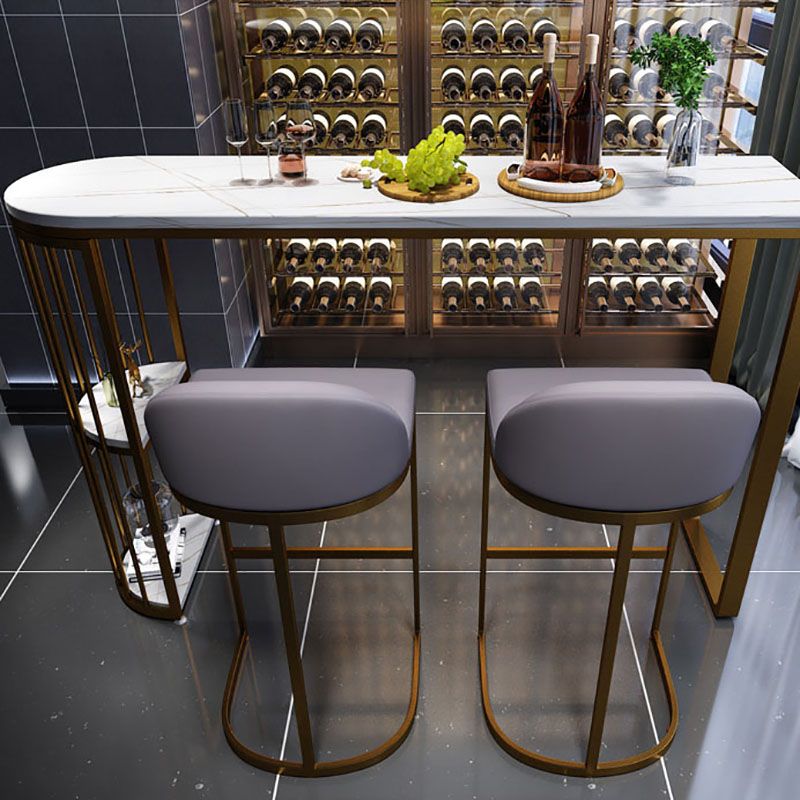 Industrial Stone Bar Dining Table Indoor Double Pedestal Bistro Table with Shelve Clearhalo 'Bar Furniture' 'Bar Tables' 'bar_tables' 'furn' 'furn_bar_tables' 'Furniture' 'furniture_bar_tables' 'Kitchen & Dining Furniture' 'kitchen&dining_furn' 'kitchen' 1200x1200_a893bbbe-c28b-4887-917a-0ce3245e64f7