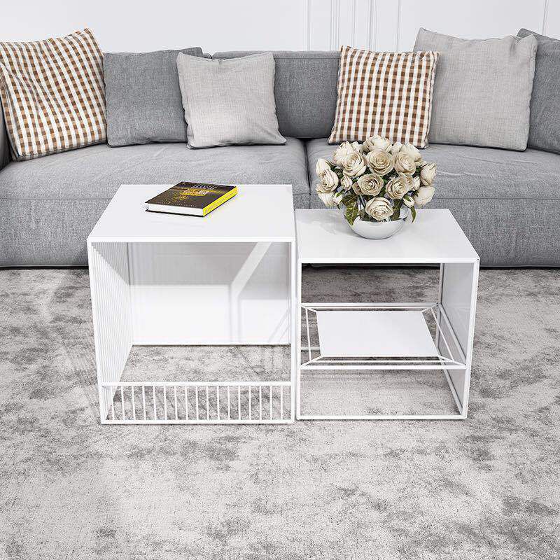 Frame 2 Nesting Square Coffee Table Set Black Iron Cocktail Table with Storage Shelf Clearhalo 'Coffee & Accent Tables' 'Coffee Tables' 'coffee_tables' 'furn' 'furn_coffee_tables' 'Furniture' 'Living Room Furniture' 1200x1200_a8948f72-44bc-463b-9d9e-4b172bc3046d