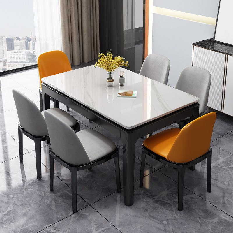 Contemporary Style Sintered Stone Dining Table 4 Legs Wood Base Rectangle Table for Home Clearhalo ' dining_table' 'Dining Tables & Seating' 'Dining Tables' 'furn' 'furn_dining_table' 'Furniture' 'furniture_dining_table' 'Kitchen & Dining Furniture' 'kitchen&dining_furn' 'kitchen' 'kitchen_dining_table' 1200x1200_a895b3d0-529a-448a-b30b-5ce1f8a8b9d6
