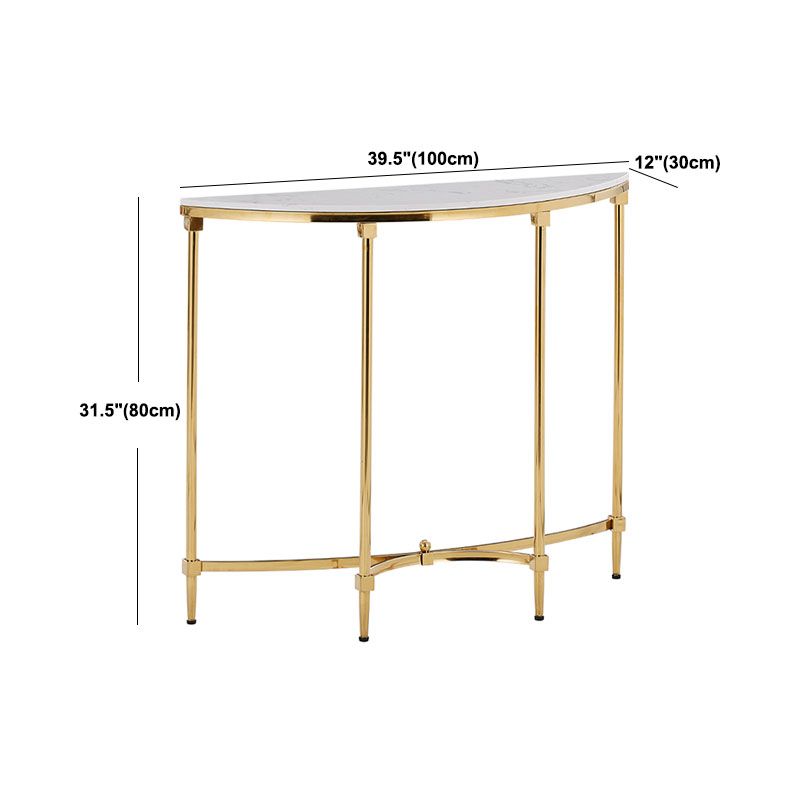 グラム大理石コンソール表14 "wハーフムーン4脚アクセントテーブル