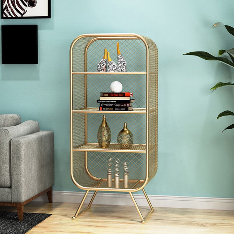 Glam Antique Finish Shelf Bookcase Standard Metal Bookshelf with Shelves Clearhalo 'Bookcases' 'furn' 'furn_bookcases' 'Furniture' 'Office Furniture' 1200x1200_a899a8e7-dd5e-4a35-8a09-40ce62293533
