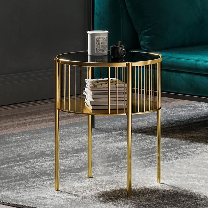 Metal Round Night Table Modern Non-Storage Legs Included Nightstand in Black/Gold Clearhalo 'Bedroom Furniture' 'furn' 'furn_night_stand' 'Furniture' 'night_stand' 'Nightstands' 1200x1200_a899e905-2039-415d-9aa6-bf372fa2a66f