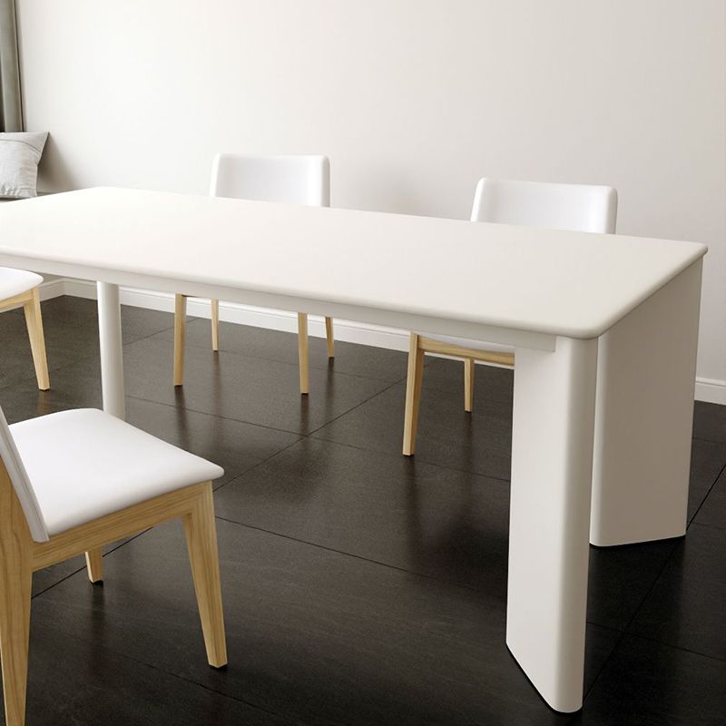 White Solid Wood Dining Table Rectangle Modern Dinner Table for Dining Room