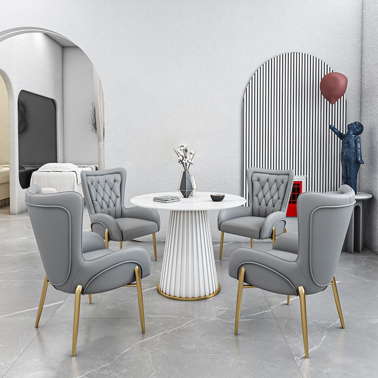 Glam 1/5 Pieces Dining Set Round Stone Dining Table for Kitchen Clearhalo 'Dining Room Sets' 'Dining Tables & Seating' 'dining_room_set' 'furn' 'furn_dining_room_set' 'Furniture' 'furniture_dining_room_set' 'Kitchen & Dining Furniture' 1200x1200_a89b7742-8c90-43d9-8b87-962056717758