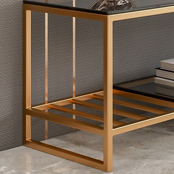 17.72 "H TV Style Glam Style Open Rangement Console TV avec 2 étagères pour le salon