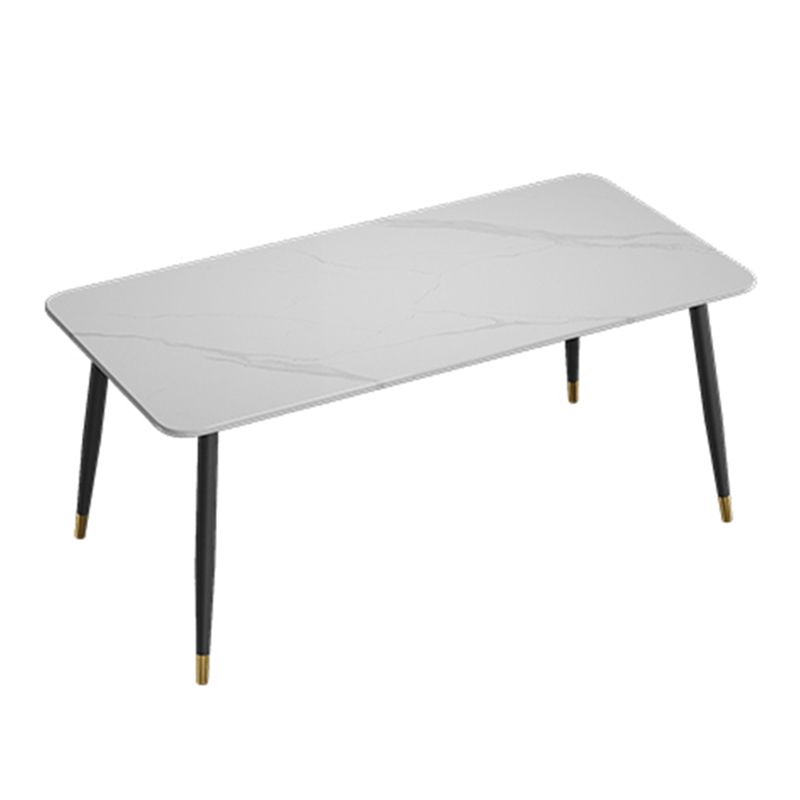 Modern 4 Legs Dining Table Stone and Steel Rectangle Counter Dining Table Clearhalo 'Dining Tables & Seating' 'Dining Tables' 'dining_table' 'furn' 'furn_dining_table' 'Furniture' 'furniture_dining_table' 'Kitchen & Dining Furniture' 1200x1200_a89c9971-bf66-4250-bc26-5c9d48ddacbc