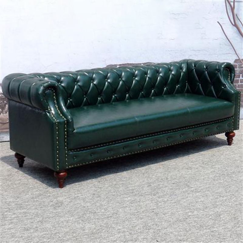 29.13" Wide Tuxedo Arm Sofa Contemporary Genuine Leather Sofa with Tufted Back