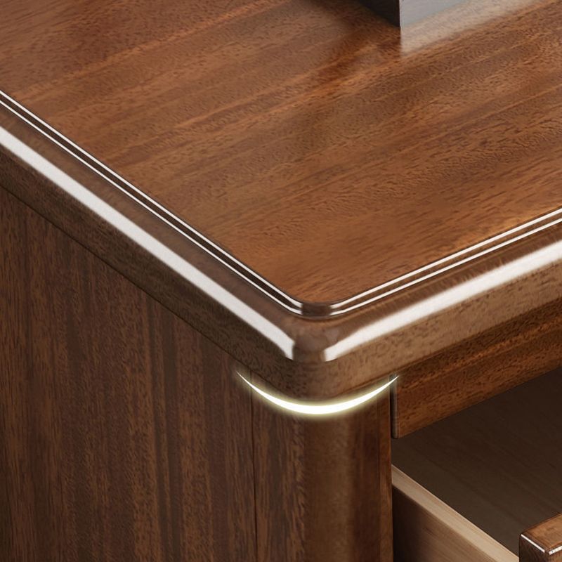 2 Schubladen traditioneller Akzenttisch Nachttisch antikes Finish -Bett Nachttisch