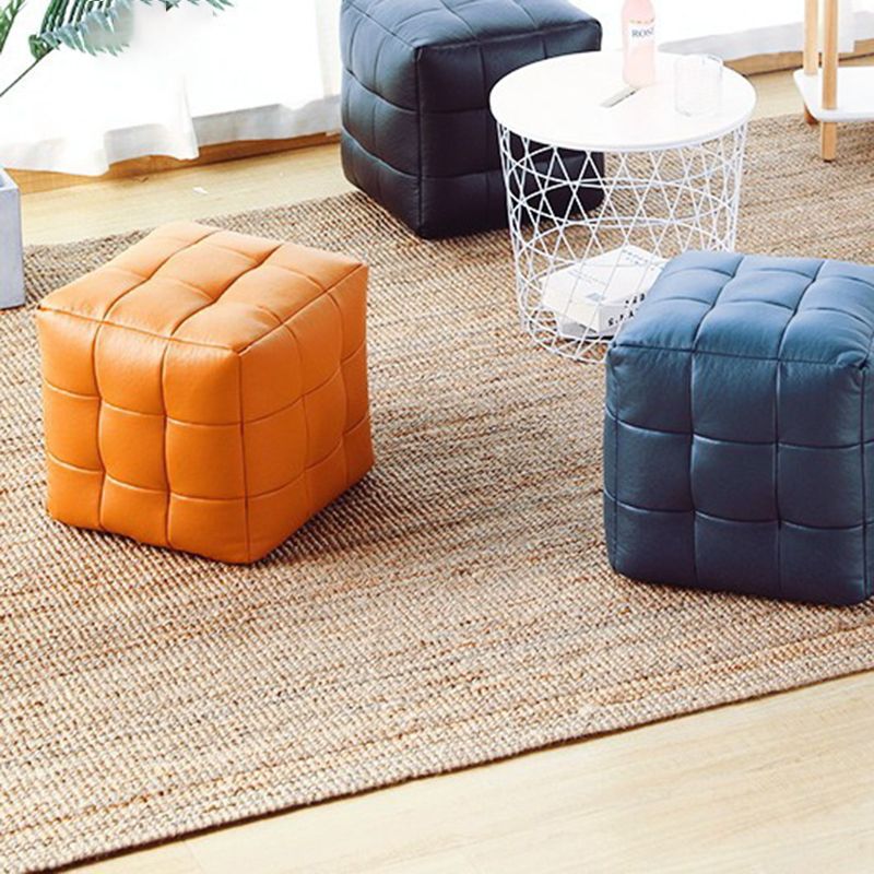 Contemporary Pouf Ottoman Genuine Leather Upholstered Tufted Square Ottoman Clearhalo 'furn' 'furn_ottomans_poufs' 'Furniture' 'Living Room Furniture' 'Ottomans & Poufs' 'ottomans_poufs' 1200x1200_a89ec4ab-cf8b-4a3e-a8b2-364ed8cbeea5