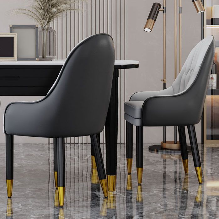 Faux Leather Dining Chairs Modern Parsons Chair with Wood Legs Clearhalo 'Dining Chairs' 'Dining Tables & Seating' 'dining_chair' 'furn' 'furn_dining_chair' 'Furniture' 'Kitchen & Dining Furniture' 1200x1200_a89f7236-62aa-406d-b313-2b71be2b16ee