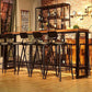 Industrial Brown and Black Bistro Bar Desk Solid Wood Trestle Bistro Bar Table Clearhalo 'Bar Furniture' 'Bar Tables' 'bar_tables' 'furn' 'furn_bar_tables' 'Furniture' 'furniture_bar_tables' 'Kitchen & Dining Furniture' 1200x1200_a89fca15-94a1-42ee-8569-99f6d6d8f455