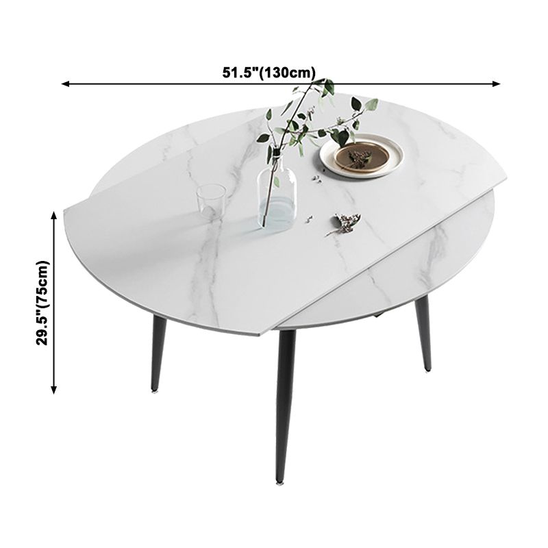 Extendable Sintered Stone Top Round Table for Restaurant Modern Dining Table with 4 Legs Clearhalo ' dining_table' 'Dining Tables & Seating' 'Dining Tables' 'furn' 'furn_dining_table' 'Furniture' 'furniture_dining_table' 'Kitchen & Dining Furniture' 'kitchen&dining_furn' 'kitchen' 'kitchen_dining_table' 1200x1200_a8a0ba45-18be-44d2-81b0-26c9fc5f4c01