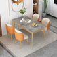 Set da pranzo Nordic Stone Top 1/2/5/7 pezzi Tavolo da pranzo grigio con sedie in pelle