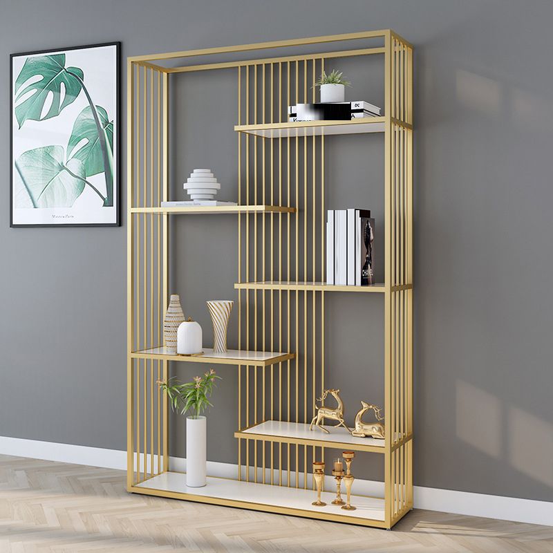 Gold and Black Etagere Book Shelf Vertical Open Home Bookshelf with 6 Shelves Clearhalo 'Bookcases' 'furn' 'furn_bookcases' 'Furniture' 'Office Furniture' 1200x1200_a8a1b04c-c3b3-4a31-920e-d5c08fb7e22d