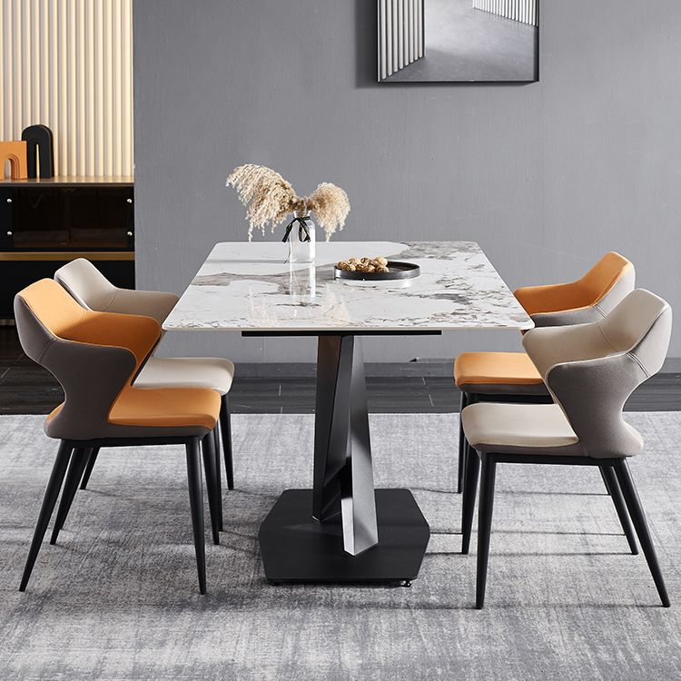 Contemporary Faux Leather Arm Chair Matte Finish Open Back Dining Chair Clearhalo ' kitchen&dining_furn' 'Dining Chairs' 'Dining Tables & Seating' 'dining_chair' 'furn' 'furn_dining_chair' 'Furniture' 'furniture_dining_chair' 'Kitchen & Dining Furniture' 'kitchen' 1200x1200_a8a222fb-6ab4-42fc-8131-ceb05cf6d97f