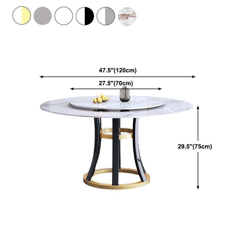 Round Sintered Stone Dining Table Modern Turntable Furniture with Solid Wood Pedestal Base Clearhalo 'Dining Tables & Seating' 'Dining Tables' 'dining_table' 'furn' 'furn_dining_table' 'Furniture' 'Kitchen & Dining Furniture' 1200x1200_a8a3ab7d-887b-4425-b415-3265d4f1ea47