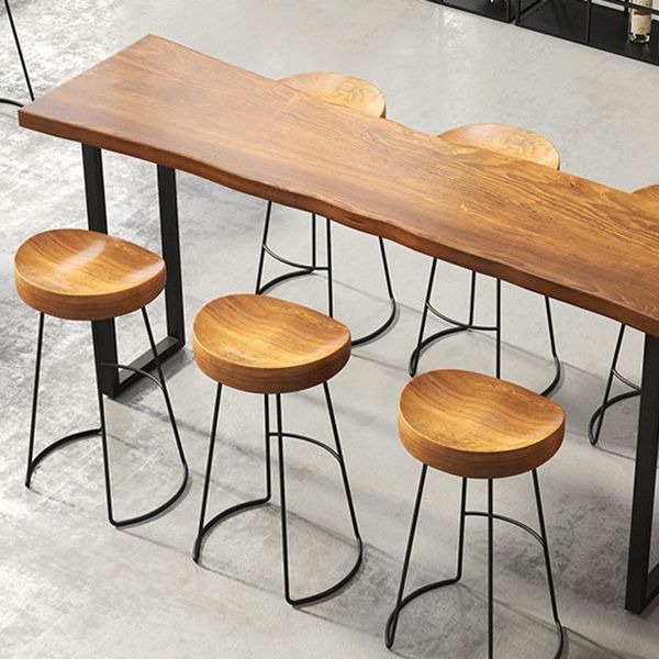 Coffee Shop Industrial Wood Barstool Metal Pedstal Bar Stool with Pedal Clearhalo 'Bar Furniture' 'Bar Stools' 'bar_stools' 'furn' 'furn_bar_stools' 'Furniture' 'Kitchen & Dining Furniture' 1200x1200_a8a49e76-2c97-408d-9562-d493b2a0e53c