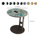 Glam C-shape Side Table Round Stone Top Sofa Side Accent Table