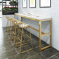 Glam Iron Base Bar Table Indoor Solid Wood Bar Table for Dining Room