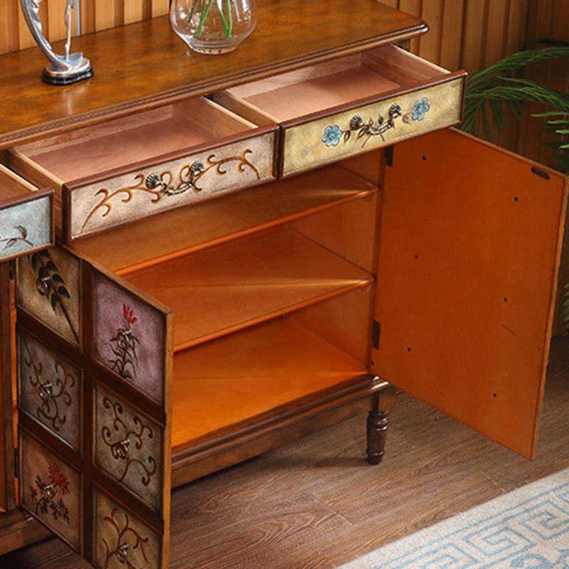 Industrial Solid Wooden Accent Cabinet with 2 Drawers and 2 Doors