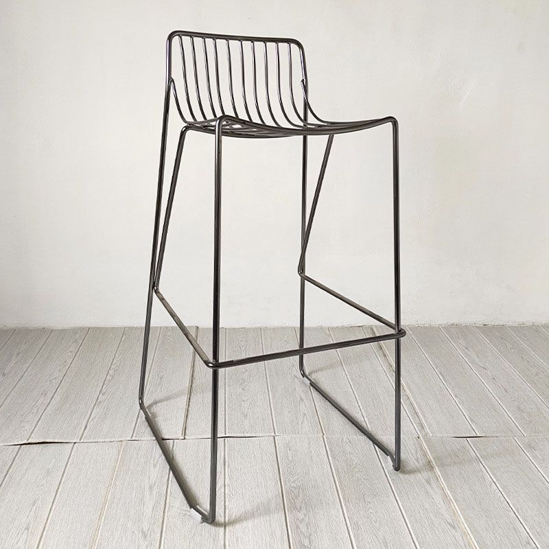 Modern Style Steel Counter Stools with Footrest and Cutout Milk Tea Shop Bar Stool 30 Inch Clearhalo 'Bar Furniture' 'Bar Stools' 'bar_stools' 'furniture_bar_stools' 'Kitchen & Dining Furniture' 'kitchen&dining_furn' 'kitchen' 'kitchen_furn' Furniture' 1200x1200_a8a7628b-3151-496e-bfd6-c751c90040b7