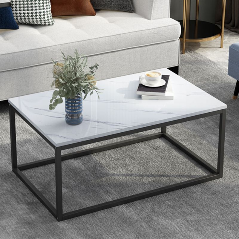 Modern Rectangular Steel Frame Coffee Table Black Cocktail Table Clearhalo 'Coffee & Accent Tables' 'Coffee Tables' 'coffee_tables' 'furn' 'furn_coffee_tables' 'Furniture' 'furniture_coffee_tables' 'Living Room Furniture' 1200x1200_a8a7bccc-33f1-41dd-af5e-606ef90db385