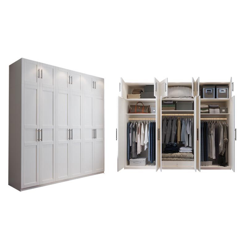 White Wood Wardrobe Cabinet With Drawers and Clothes Hanging Rod Storage Armoire Clearhalo 'Armoires & Wardrobes' 'armoires_wardrobes' 'Bedroom Furniture' 'furn' 'furn_armoires_wardrobes' 'Furniture' 1200x1200_a8a9e160-1cfc-45e1-ad23-389a3d16f166