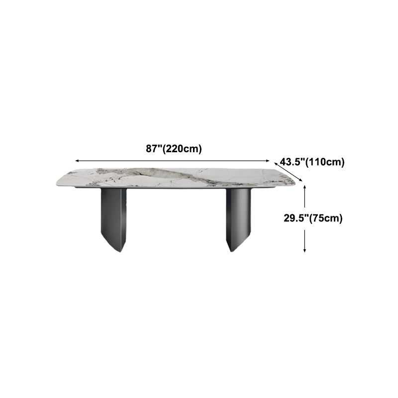 Industrial Sintered Stone Table for Restaurant Rectangle Dining Table with Double Pedestal Clearhalo 'Dining Tables & Seating' 'Dining Tables' 'dining_table' 'furn' 'furn_dining_table' 'Furniture' 'Kitchen & Dining Furniture' 1200x1200_a8ace1e7-6c14-41e8-904f-fb128a2ad1f5