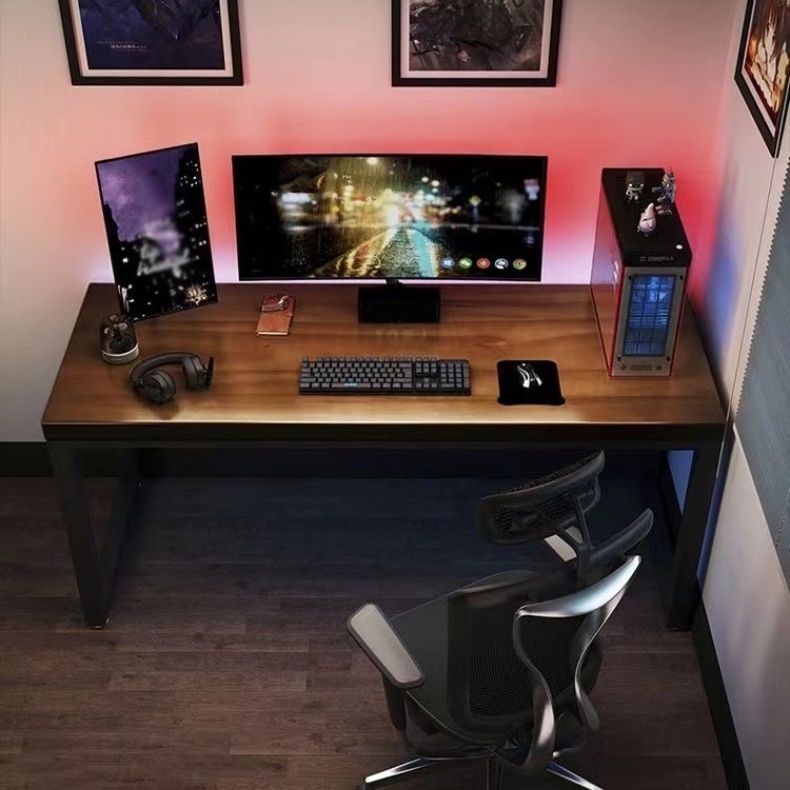 Modern Style Rectangular Writing Desk with Solid Wood Top and Black Iron Legs Clearhalo 'Furniture' 'furniture_office_desk' 'Office Desks' 'Office Furniture' 'office_desk' 1200x1200_a8ad02fa-1e9c-4b7c-9dee-06b74c6c98c5