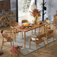 Rectangle 4 Legs Dining Table Natural Finish Legs Modern Fixed Dinner Table