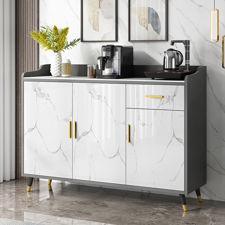 1-Drawer Engineered Wood Sideboard Glam Stone Countertop Credenza for Living Room Clearhalo 'buffet_sideboard' 'Buffets & Sideboards' 'furn' 'furn_buffet_sideboard' 'Furniture' 'furniture_buffet_sideboard' 'Kitchen & Dining Furniture' 1200x1200_a8ad1b9f-ccd9-457f-921a-64a66cee6c60