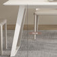 Modern Rectangle Dining Table White Stone Tabletop with Metal Sled Base