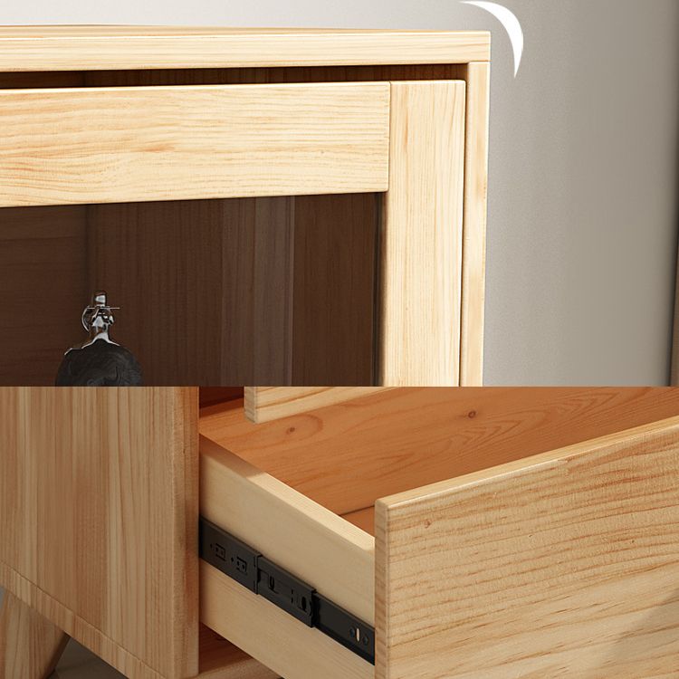 Rectangle Contemporary Natural Cabinet with Glass Doors and Drawers Clearhalo 'Cabinets & Chests' 'cabinets_chests' 'furn' 'furn_cabinets_chests' 'Furniture' 'Living Room Furniture' 1200x1200_a8b34401-84d4-4f07-9bee-b7e88ba5a4f2