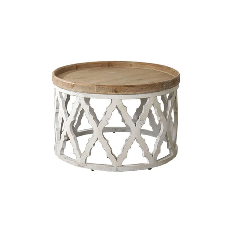 Drum Shaped Coffee Table French Country Distressed Wood Cocktail Table Clearhalo 'Coffee & Accent Tables' 'Coffee Tables' 'coffee_tables' 'furn' 'furn_coffee_tables' 'Furniture' 'Living Room Furniture' 1200x1200_a8b3720b-4f4d-4992-8ac6-b35231f83005