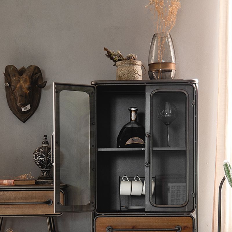 Modern Metal Display Stand Glass Doors Display Cabinet with Door for Living Room Clearhalo 'Display & China Cabinets' 'display_china_cabinets' 'furn' 'furn_display_china_cabinets' 'Furniture' 'Kitchen & Dining Furniture' 1200x1200_a8b3b33c-6cb8-4758-8418-fb7651a98562