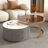 ラウンドフレームグラムコーヒーテーブルセットスレートネスティングコーヒーテーブルセット