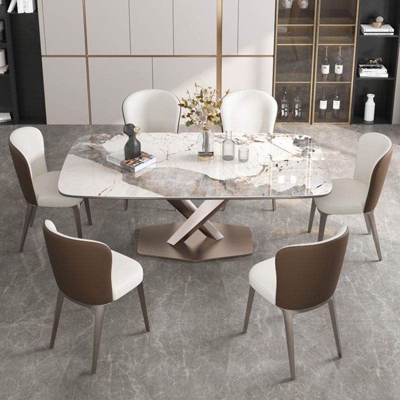Traditional Luxury Rectangle Dining Table White Sintered Stone Table with Pedestal Base Clearhalo ' dining_table' 'Dining Tables & Seating' 'Dining Tables' 'furn' 'furn_dining_table' 'Furniture' 'furniture_dining_table' 'Kitchen & Dining Furniture' 'kitchen&dining_furn' 'kitchen' 'kitchen_dining_table' 1200x1200_a8b71019-2fd8-454b-8880-73e767468498