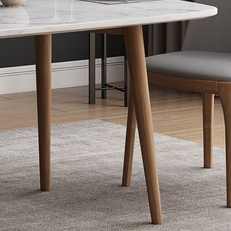 Stone Top Dining Table Mid-Century Modern Table with 4 Wood Legs Clearhalo 'Dining Tables & Seating' 'Dining Tables' 'dining_table' 'furn' 'furn_dining_table' 'Furniture' 'Kitchen & Dining Furniture' 1200x1200_a8b73597-1948-4ae5-9bfe-00d5afe59492