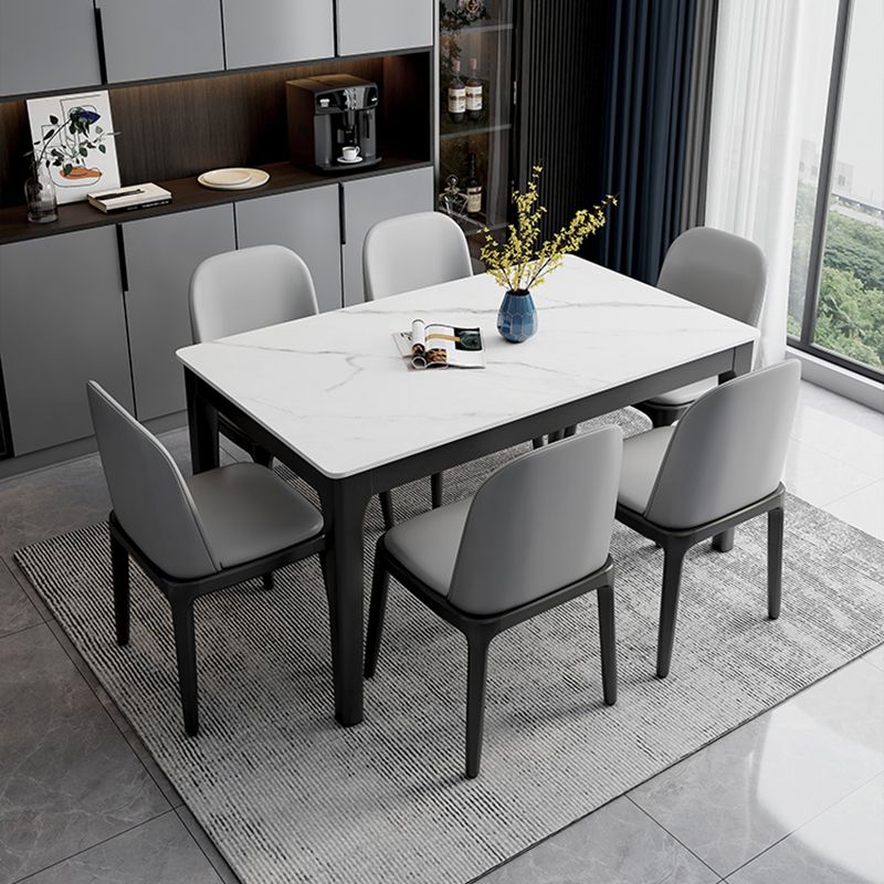 Contemporary Dining Set with Sintered Stone Dining Table and Cushion Chairs Clearhalo 'Dining Room Sets' 'Dining Tables & Seating' 'dining_room_set' 'furn' 'furn_dining_room_set' 'Furniture' 'furniture_dining_room_set' 'Kitchen & Dining Furniture' 'kitchen&dining_furn' 'kitchen' 1200x1200_a8b7a66e-73d4-4c6f-b9e2-a084474279ce