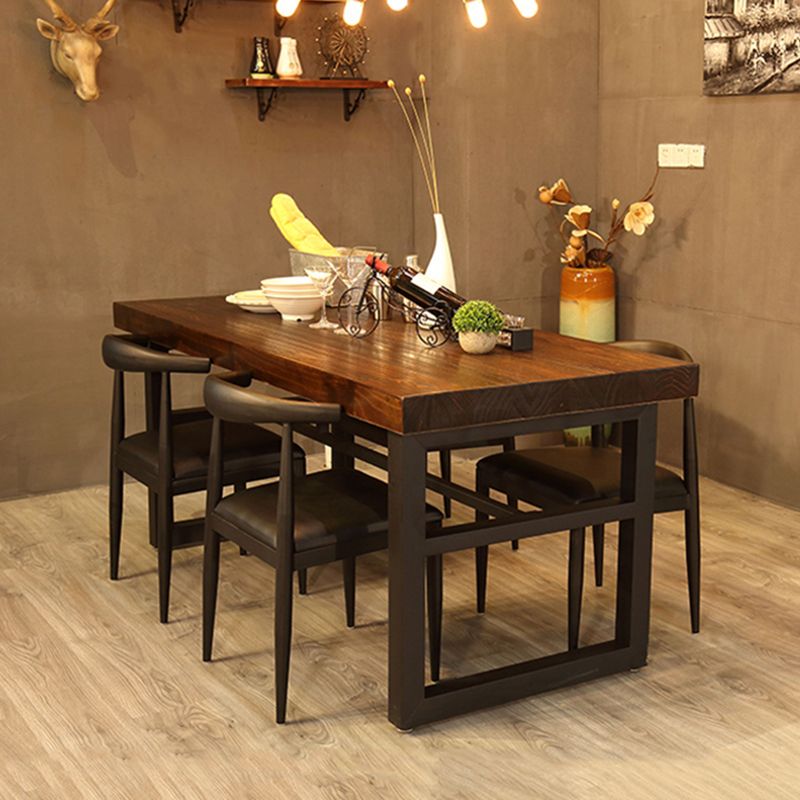 Industrial 1/2/3/4/5 pezzi mobili sedie da pranzo a rettangolo in legno massiccio impostati in marrone