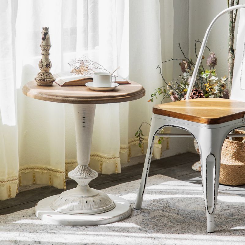 Pedestal Distressed End Table French Country Round Side End Table Clearhalo 'Coffee & Accent Tables' 'End & Side Tables' 'end_side_tables' 'furn' 'furn_end_side_tables' 'Furniture' 'Living Room Furniture' 1200x1200_a8bd2573-49dd-4d33-b604-b05888c7790a
