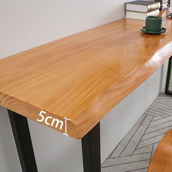 Natural Wooden Top Cocktail Bar Table Sled Modern Bistro Accent Dining Table Clearhalo 'Bar Furniture' 'Bar Tables' 'bar_tables' 'furn' 'furn_bar_tables' 'Furniture' 'Kitchen & Dining Furniture' 1200x1200_a8be6bc9-2437-488f-bfcd-0b67aab613e1